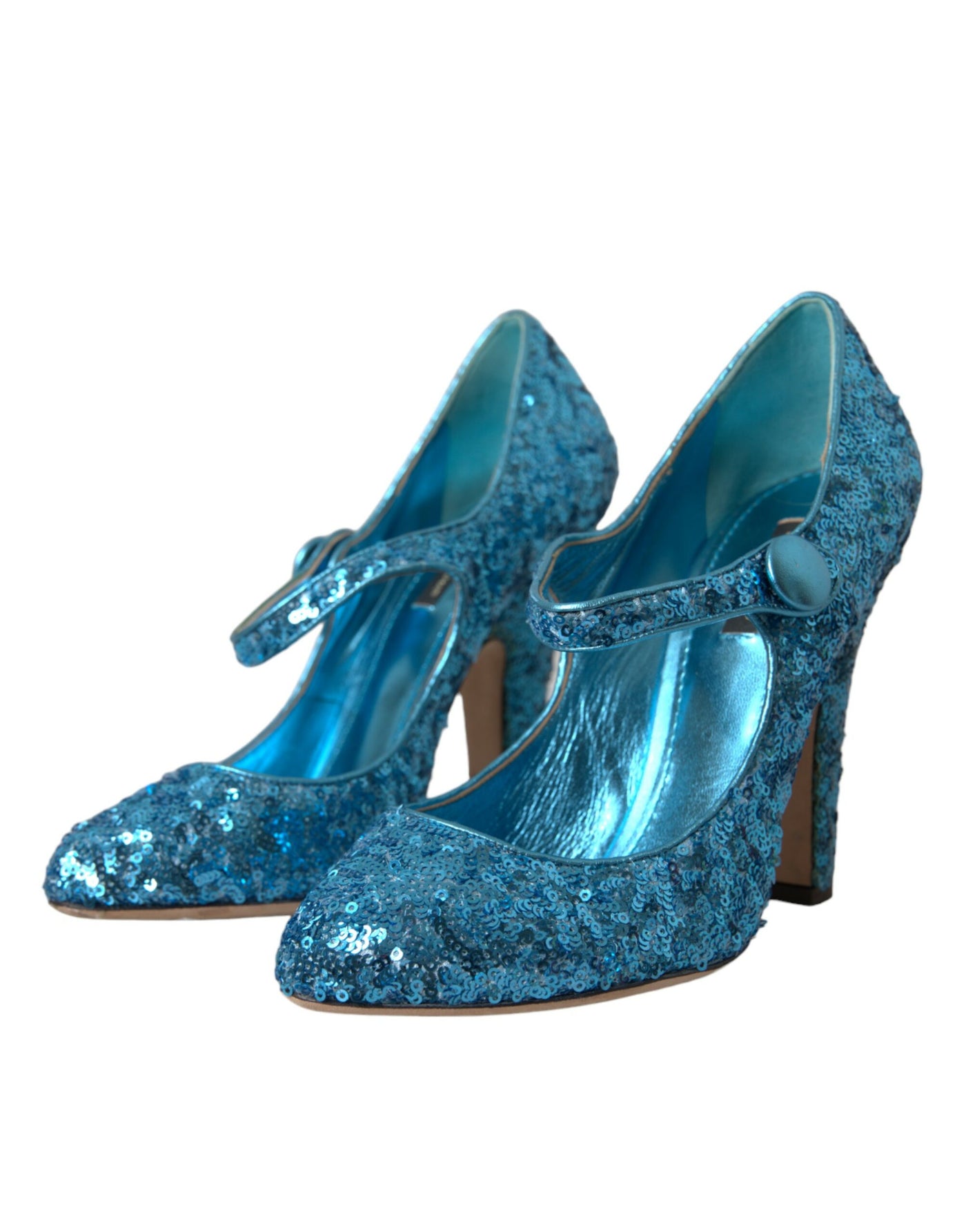 Dolce &amp; Gabbana Blauwe Pailletten Mary Jane Pumps Hoge Hakken Schoenen