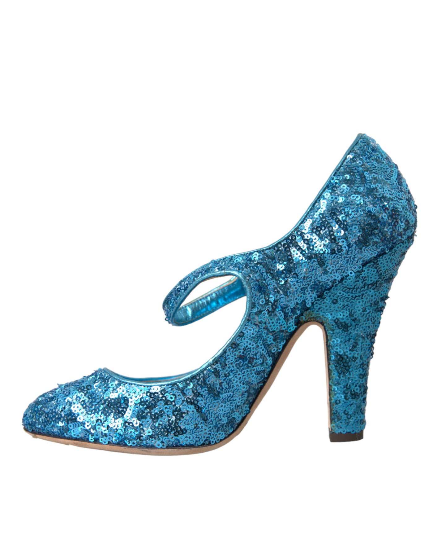 Dolce &amp; Gabbana Blauwe Pailletten Mary Jane Pumps Hoge Hakken Schoenen