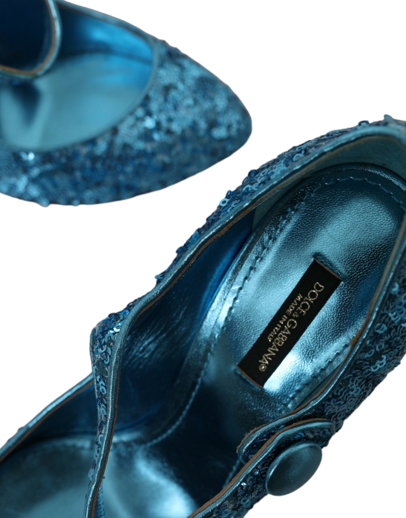 Dolce &amp; Gabbana Blauwe Pailletten Mary Jane Pumps Hoge Hakken Schoenen