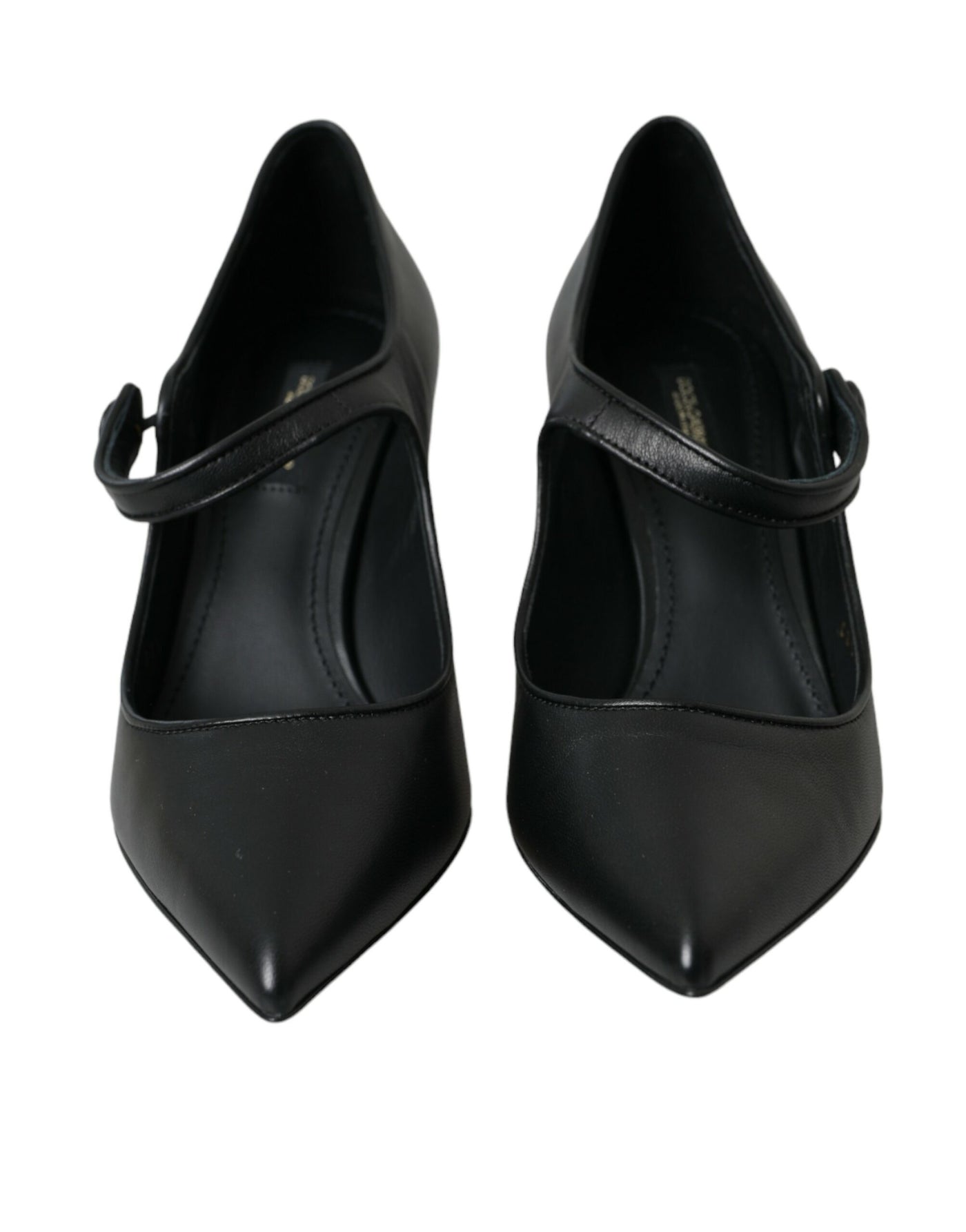 Dolce &amp; Gabbana zwarte leren logo hakken Mary Janes pumps schoenen