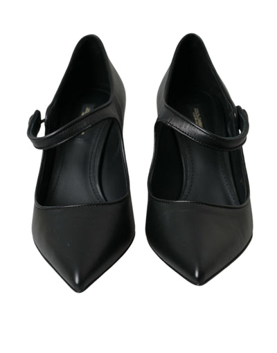 Dolce &amp; Gabbana zwarte leren logo hakken Mary Janes pumps schoenen