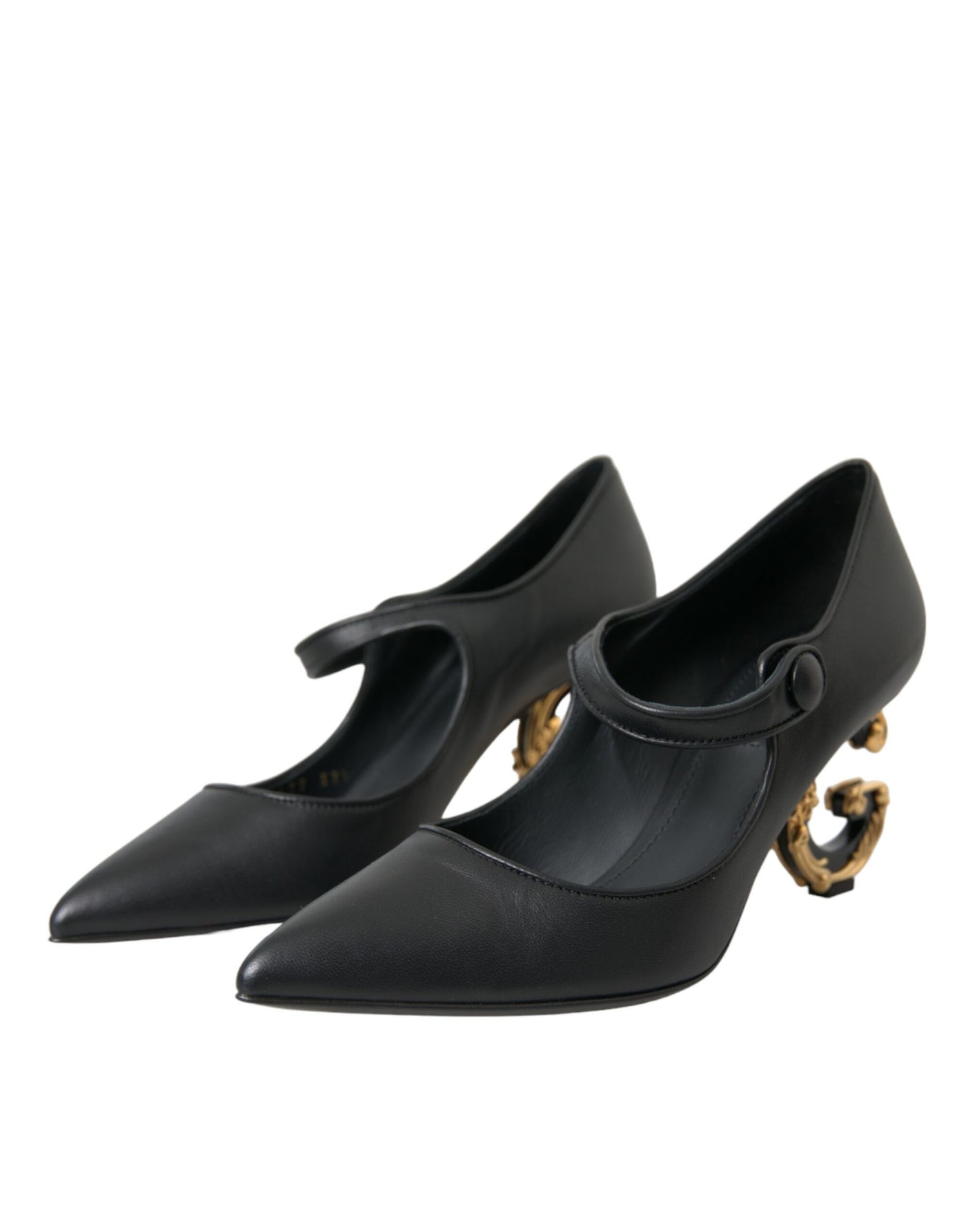 Dolce &amp; Gabbana zwarte leren logo hakken Mary Janes pumps schoenen