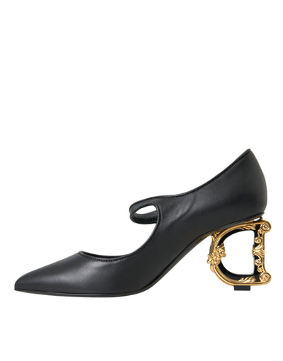 Dolce &amp; Gabbana zwarte leren logo hakken Mary Janes pumps schoenen