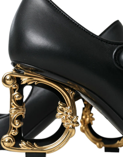 Dolce &amp; Gabbana zwarte leren logo hakken Mary Janes pumps schoenen