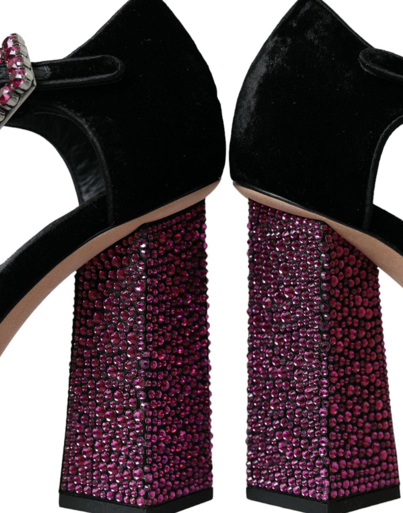 Dolce &amp; Gabbana Black Velvet Strass Crystal Mary Janes-schoenen