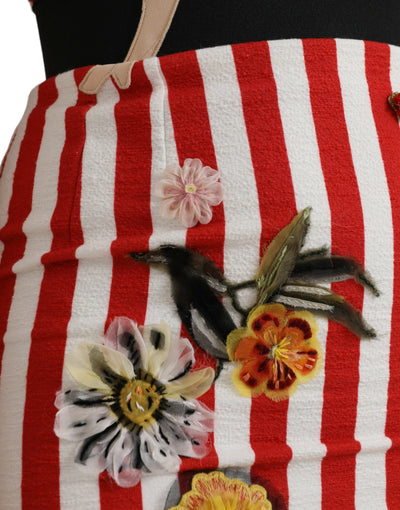 Robe fourreau mi-longue sans manches à fleurs rouges et blanches Dolce &amp; Gabbana