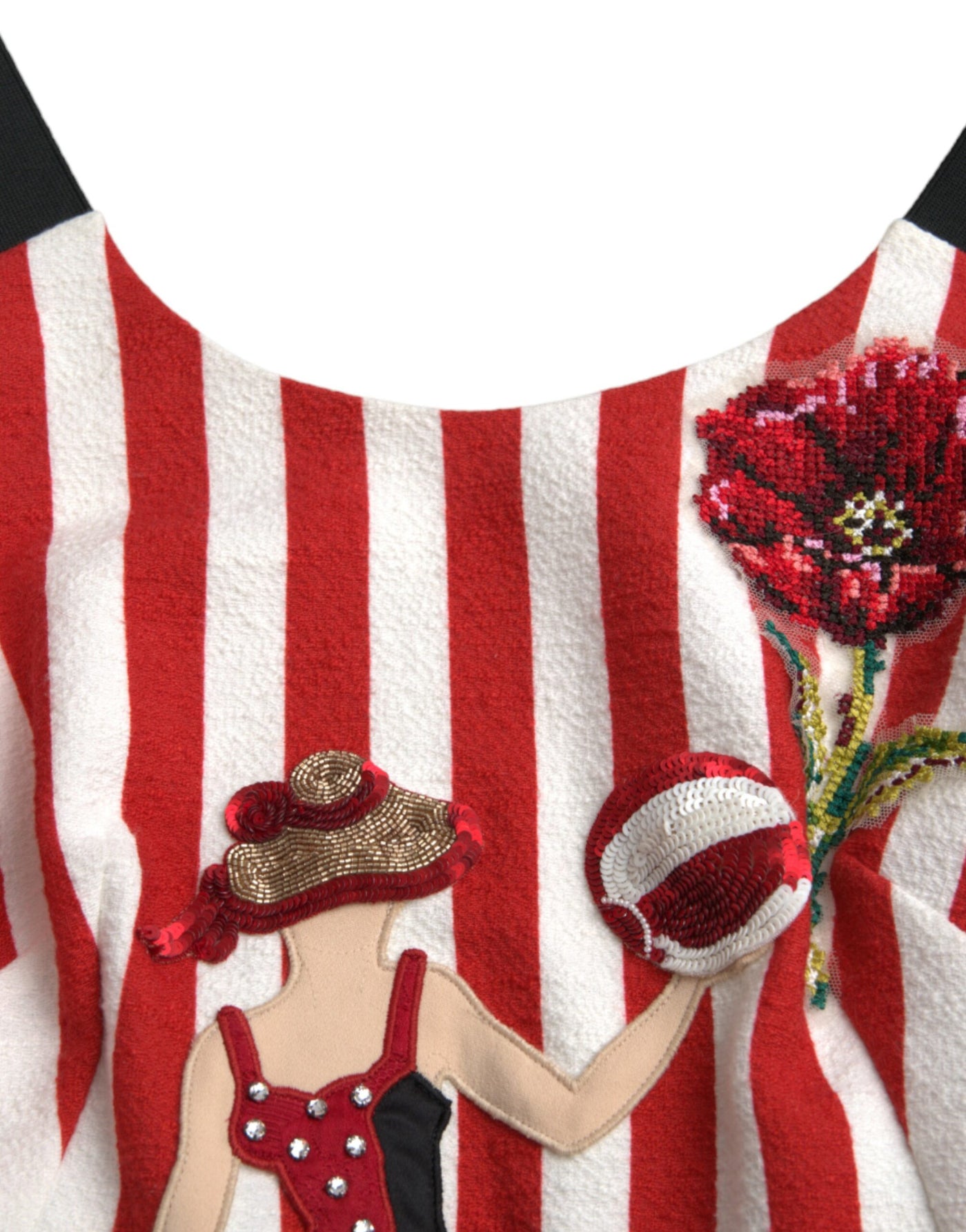 Robe fourreau mi-longue sans manches à fleurs rouges et blanches Dolce &amp; Gabbana