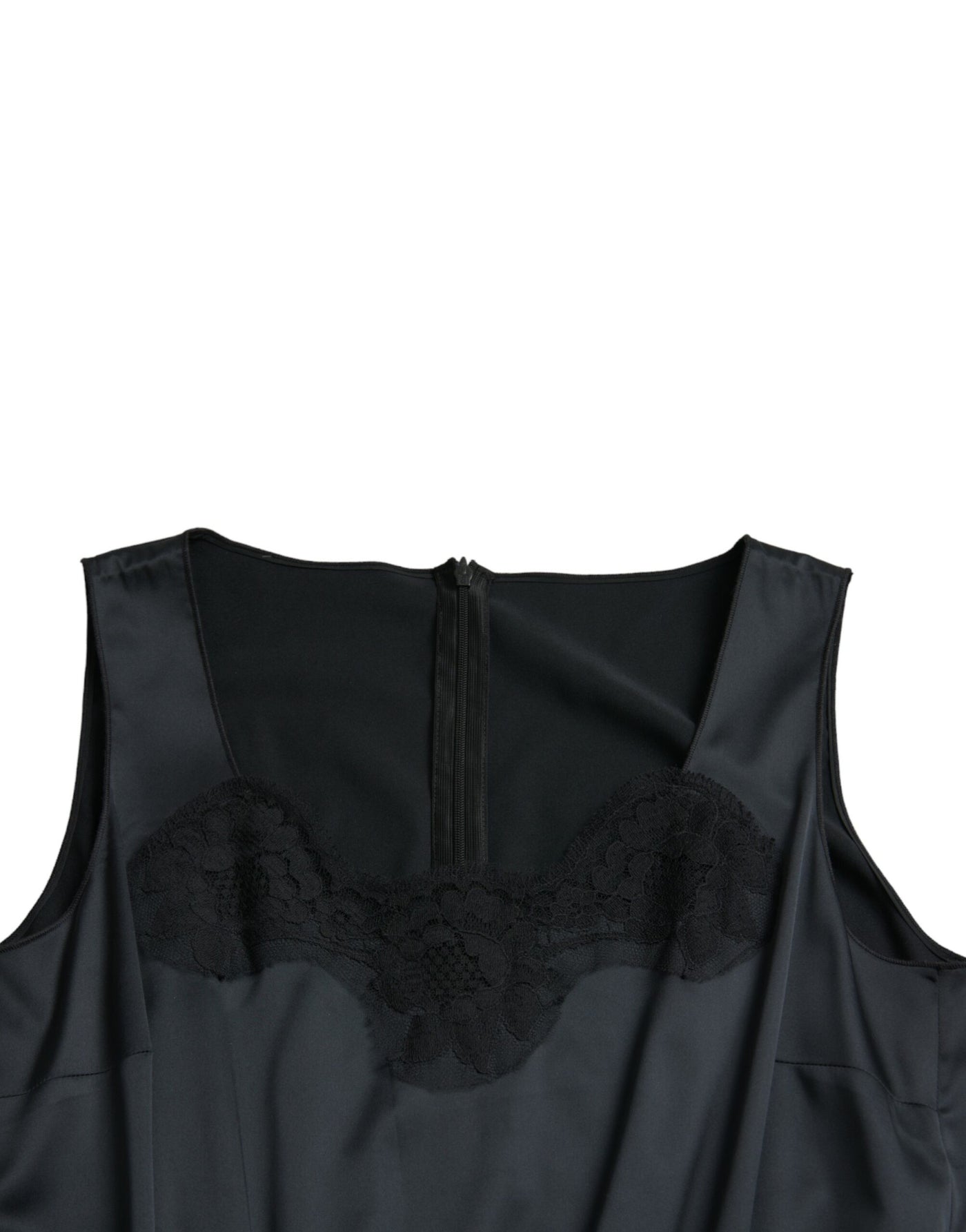Robe mi-longue fourreau noire en polyester et dentelle Dolce &amp; Gabbana