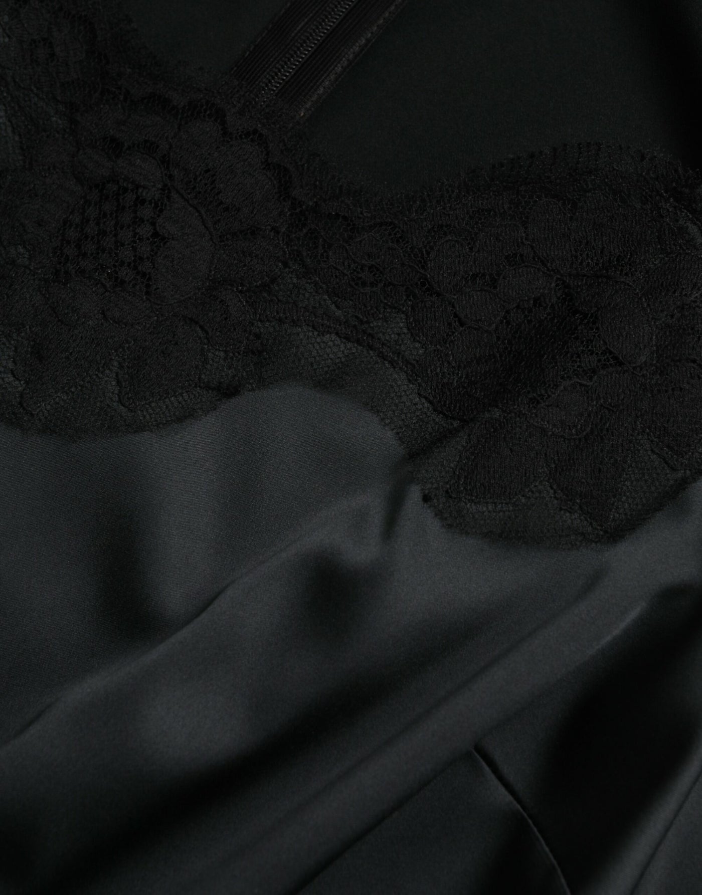Robe mi-longue fourreau noire en polyester et dentelle Dolce &amp; Gabbana