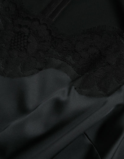 Robe mi-longue fourreau noire en polyester et dentelle Dolce &amp; Gabbana