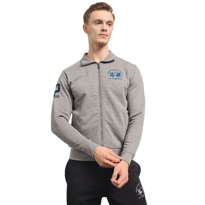 La Martina grijze katoenen herensweater