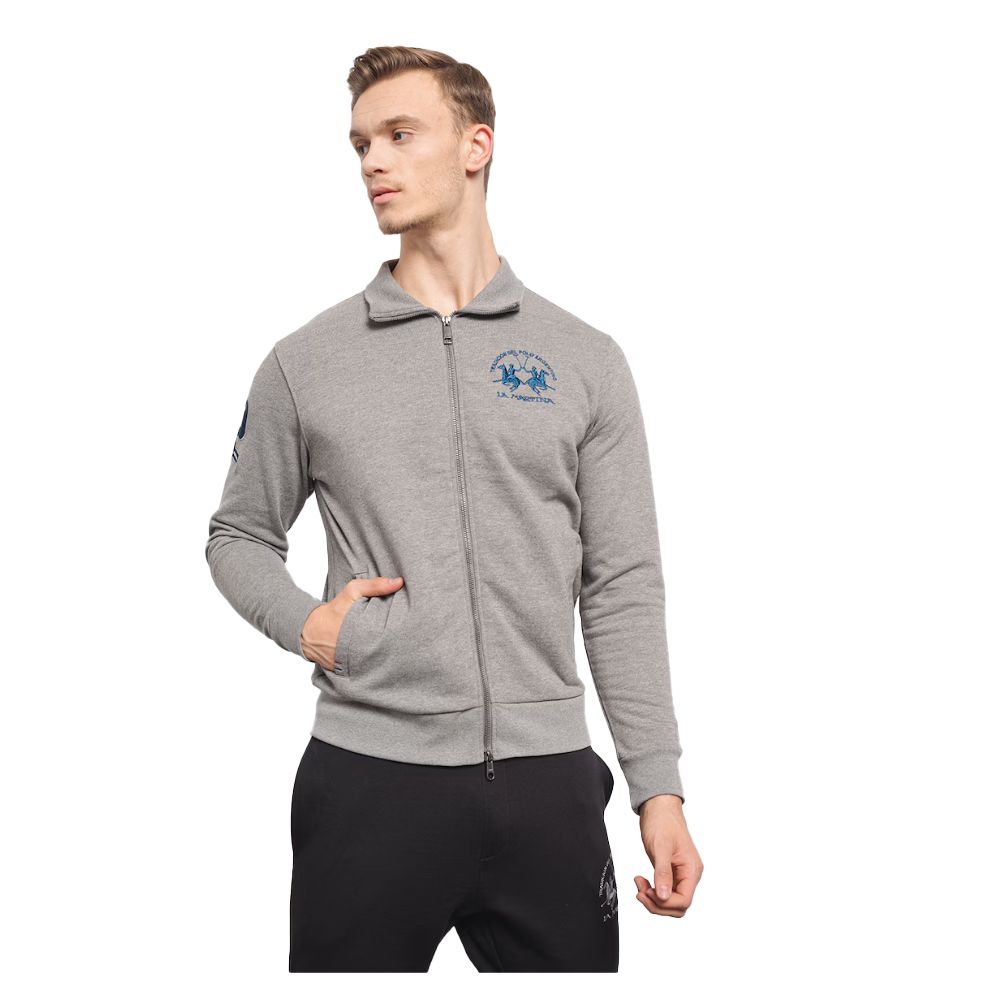 La Martina grijze katoenen herensweater