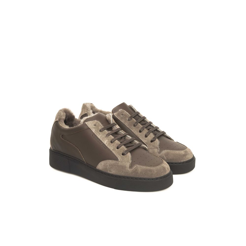 Cerruti 1881 beige koeienhuid heren sneaker