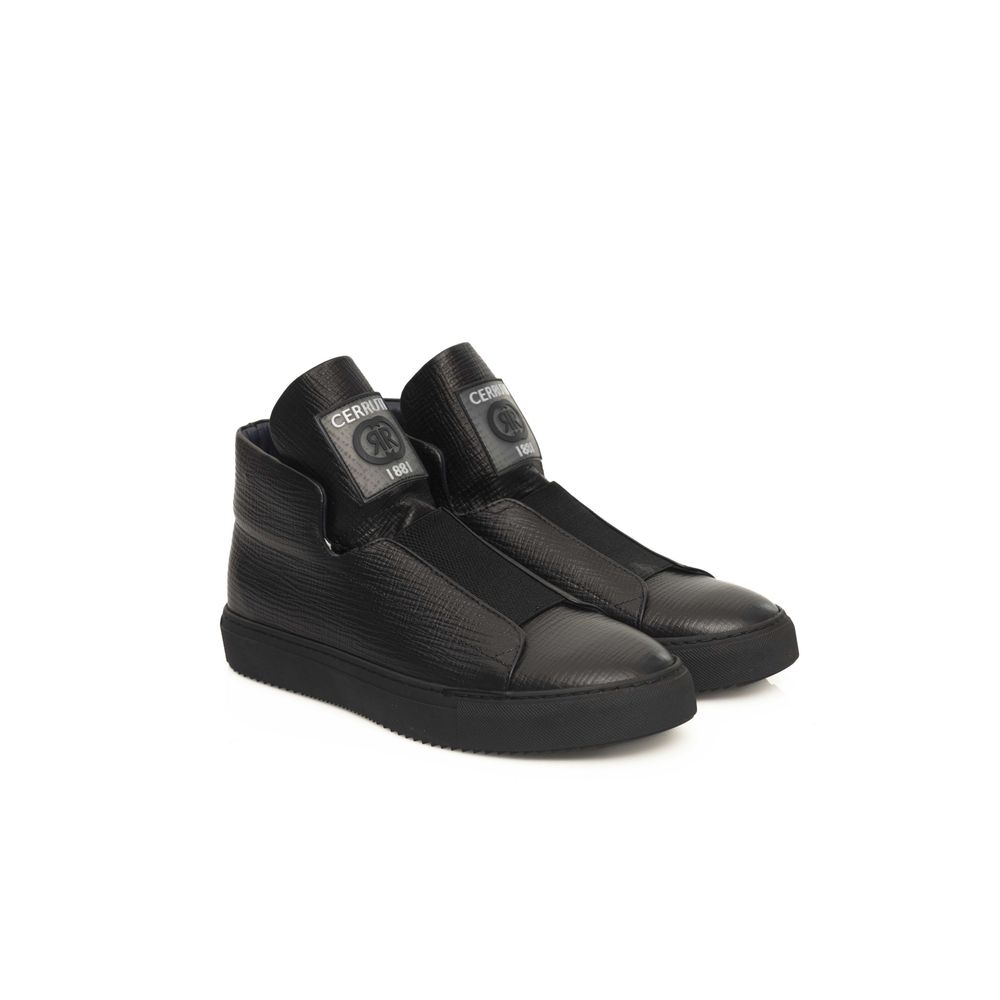 Cerruti 1881 Zwarte Kalfsleren Heren Sneaker