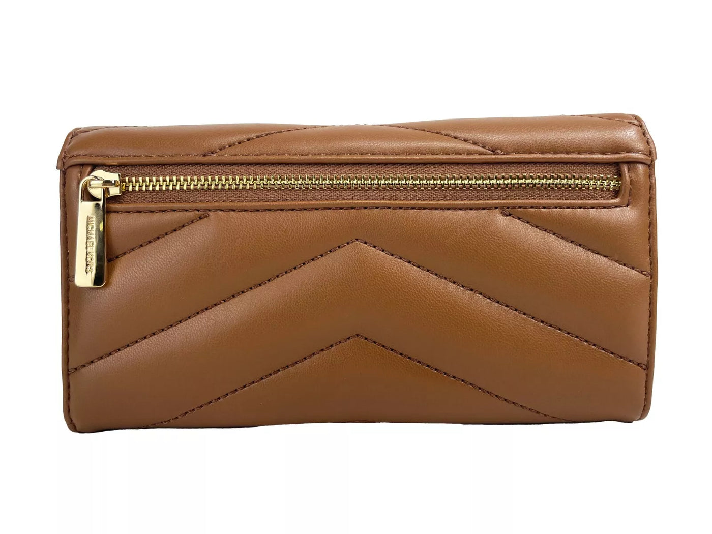 Michael Kors Jet Set Travel Grote Gewatteerde Leren Drievoudige Portemonnee Bruin