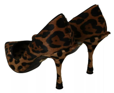Dolce &amp; Gabbana Bruine Luipaard Pony Haar Hakken Pumps Schoenen