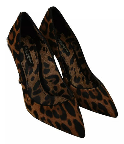 Dolce &amp; Gabbana Bruine Luipaard Pony Haar Hakken Pumps Schoenen