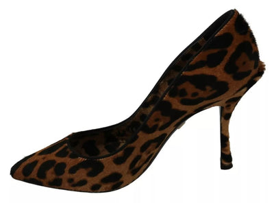 Dolce &amp; Gabbana Bruine Luipaard Pony Haar Hakken Pumps Schoenen