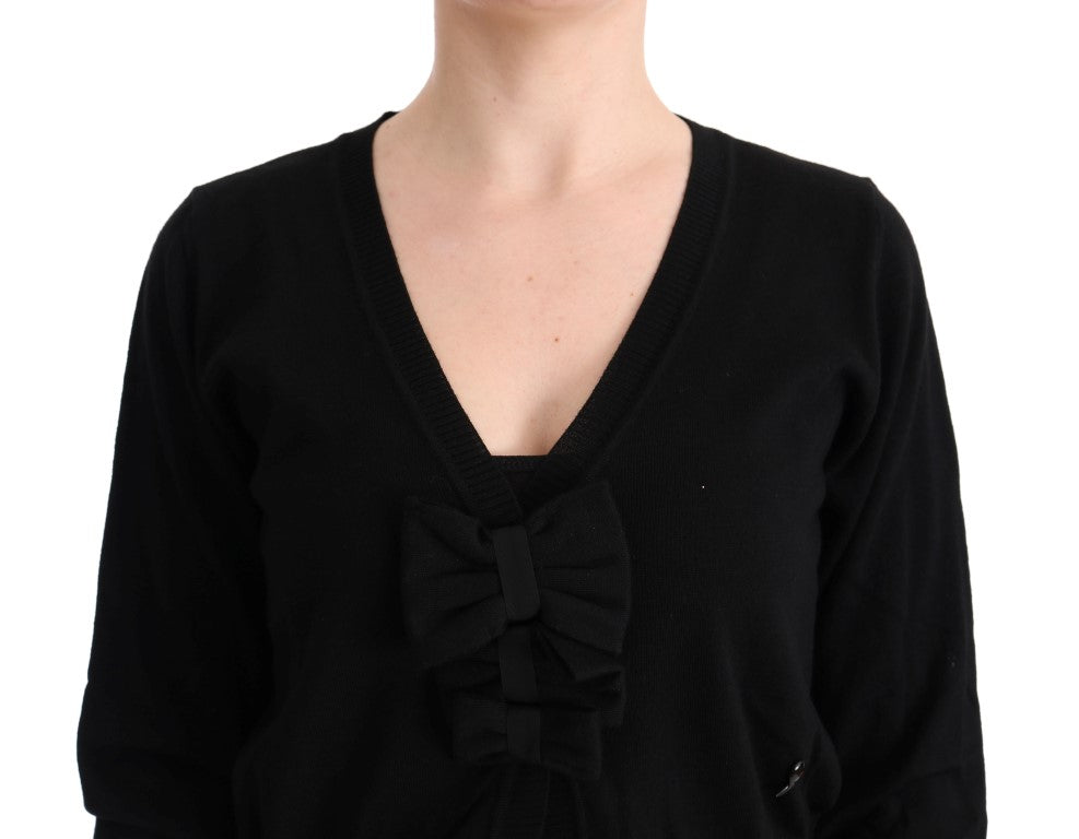 Pull chemisier en laine noire MARGHI LO'