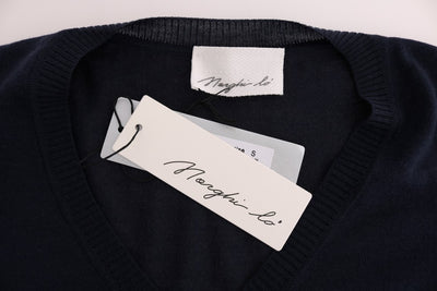 Robe droite à manches longues en laine bleue MARGHI LO'