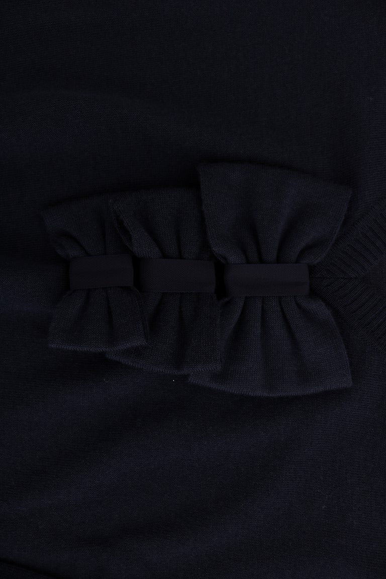 Robe droite à manches longues en laine bleue MARGHI LO'