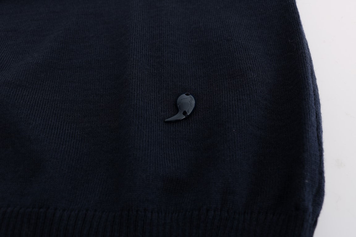 Robe droite à manches longues en laine bleue MARGHI LO'