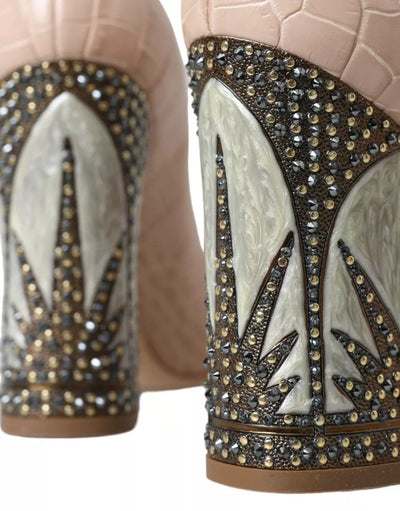 Dolce &amp; Gabbana beige leren Mary Janes versierde schoenen