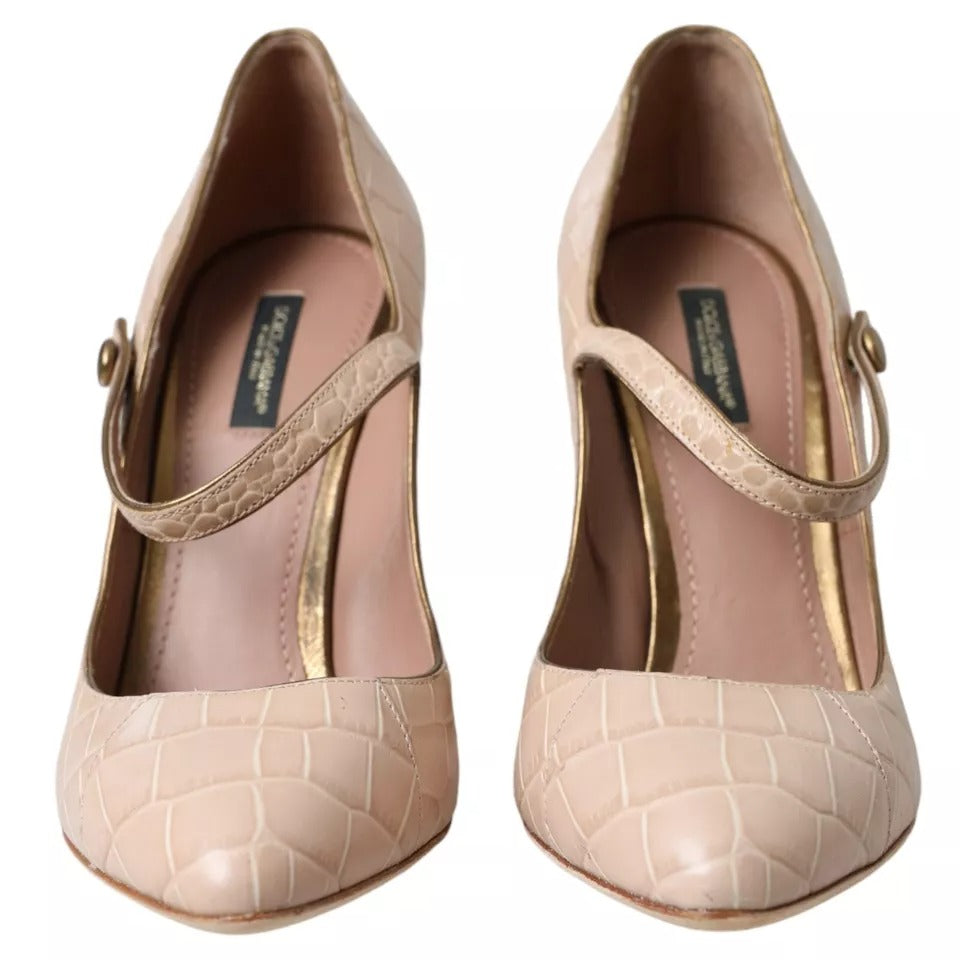 Dolce &amp; Gabbana beige leren Mary Janes versierde schoenen