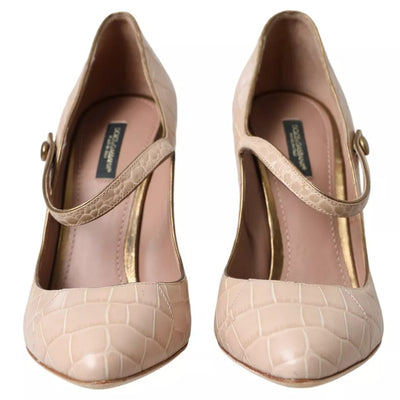 Dolce &amp; Gabbana beige leren Mary Janes versierde schoenen
