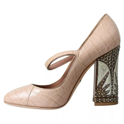 Dolce &amp; Gabbana beige leren Mary Janes versierde schoenen