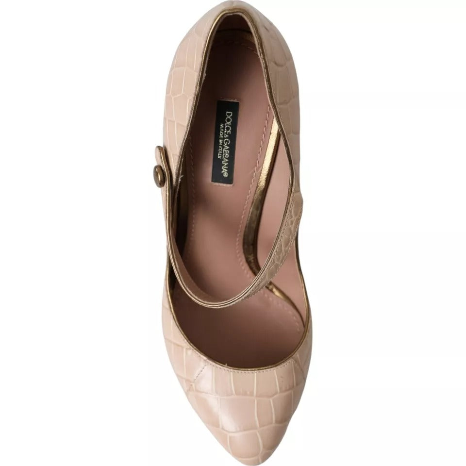 Dolce &amp; Gabbana beige leren Mary Janes versierde schoenen