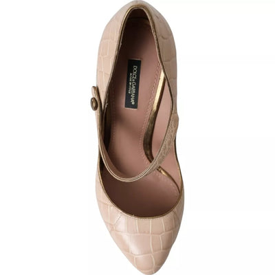 Dolce &amp; Gabbana beige leren Mary Janes versierde schoenen