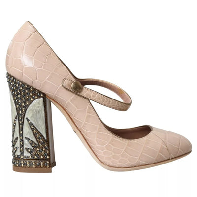 Dolce &amp; Gabbana beige leren Mary Janes versierde schoenen