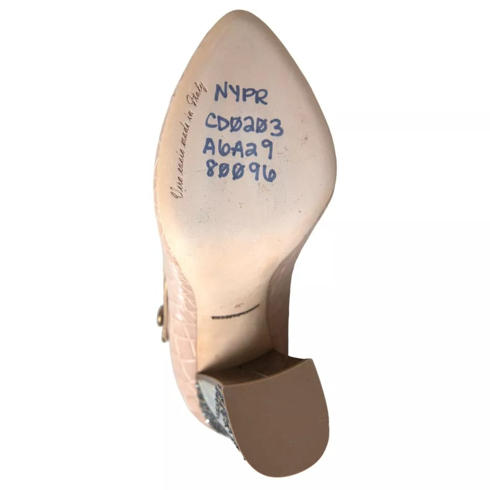 Dolce &amp; Gabbana beige leren Mary Janes versierde schoenen