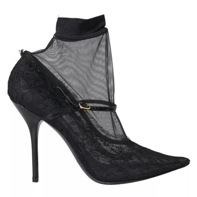 Dolce &amp; Gabbana Zwarte Tule Stretch Laarzen Pumps Schoenen