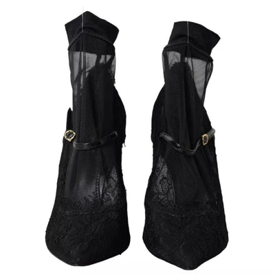 Dolce &amp; Gabbana Zwarte Tule Stretch Laarzen Pumps Schoenen