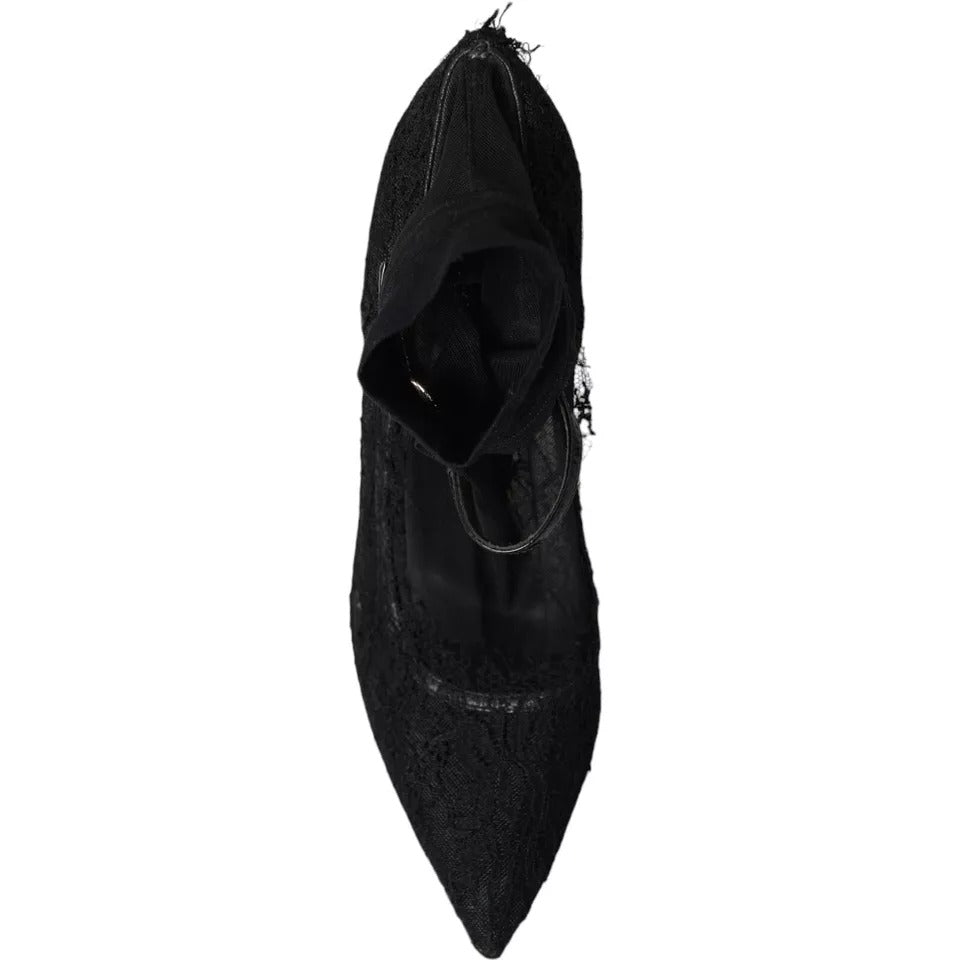 Dolce &amp; Gabbana Zwarte Tule Stretch Laarzen Pumps Schoenen