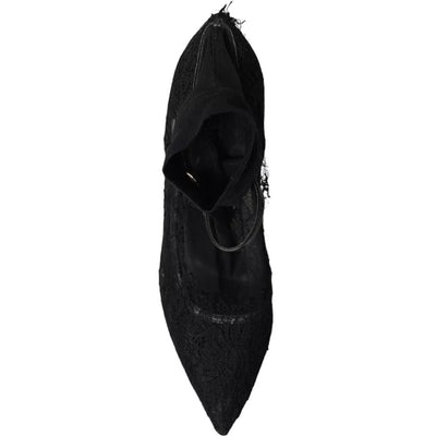 Dolce &amp; Gabbana Zwarte Tule Stretch Laarzen Pumps Schoenen