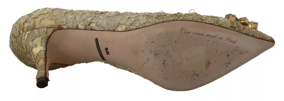 Dolce &amp; Gabbana gouden Taormina kant kristallen hakken pumps schoenen