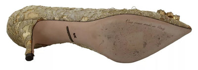 Dolce &amp; Gabbana gouden Taormina kant kristallen hakken pumps schoenen