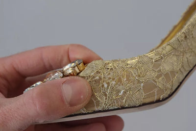 Dolce &amp; Gabbana gouden Taormina kant kristallen hakken pumps schoenen