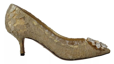 Dolce &amp; Gabbana gouden Taormina kant kristallen hakken pumps schoenen