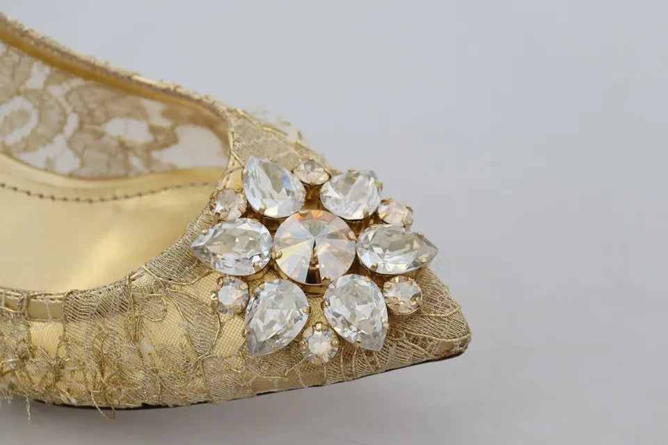 Dolce &amp; Gabbana gouden Taormina kant kristallen hakken pumps schoenen
