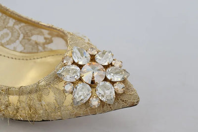 Dolce &amp; Gabbana gouden Taormina kant kristallen hakken pumps schoenen