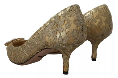 Dolce &amp; Gabbana gouden Taormina kant kristallen hakken pumps schoenen