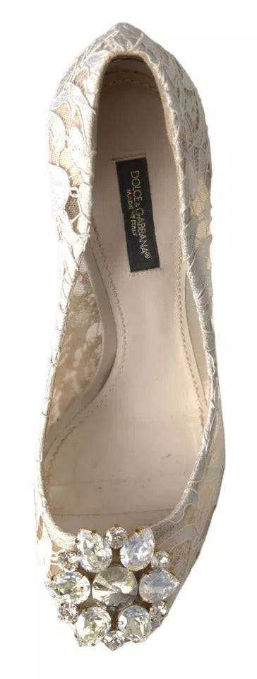 Dolce &amp; Gabbana witte Taormina kant kristallen hakken pumps schoenen