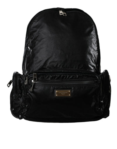 Sac à dos Dolce &amp; Gabbana en cuir verni noir avec plaque logo