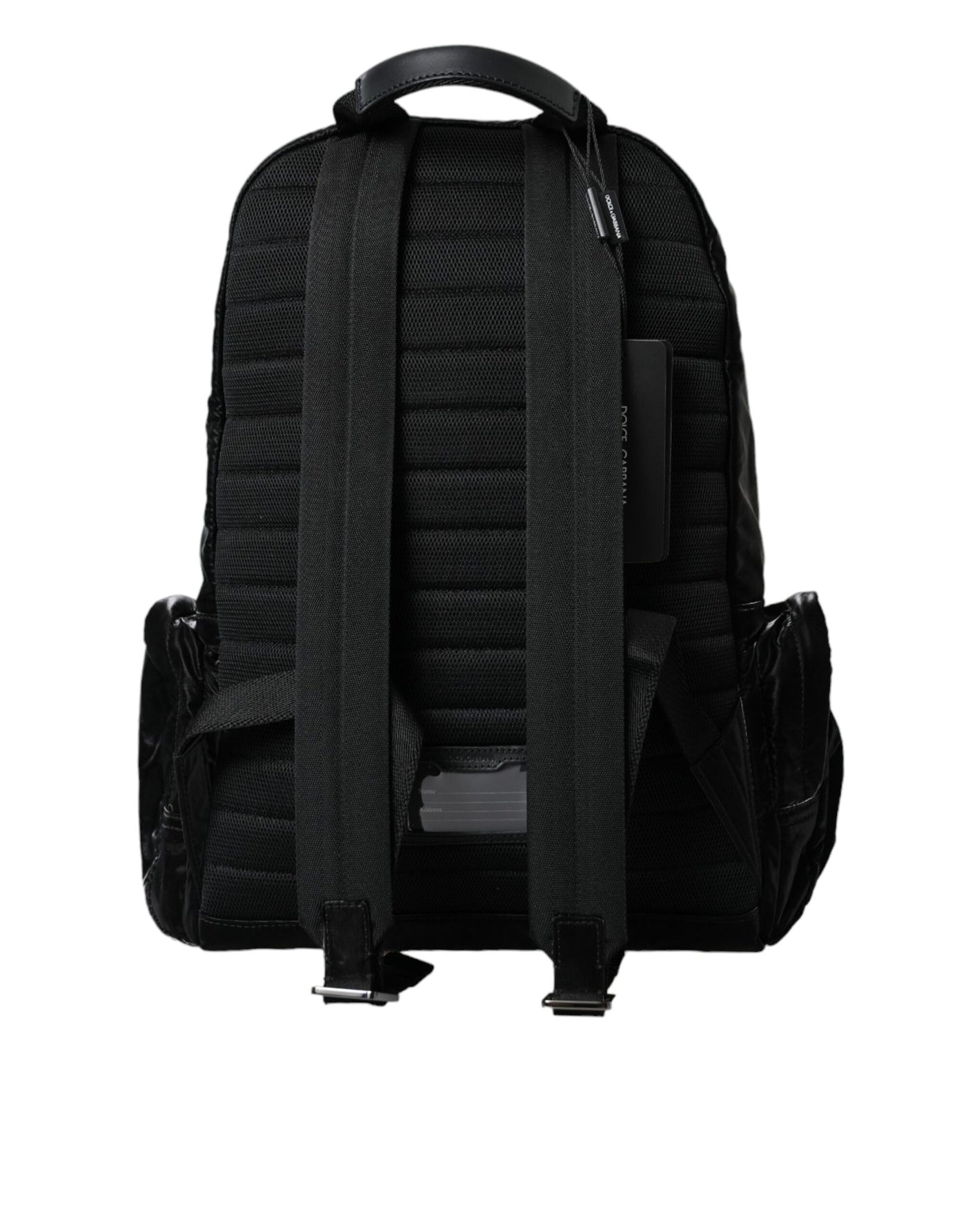 Sac à dos Dolce &amp; Gabbana en cuir verni noir avec plaque logo