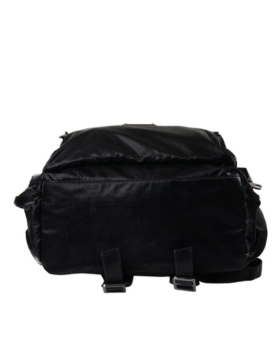 Sac à dos Dolce &amp; Gabbana en cuir verni noir avec plaque logo