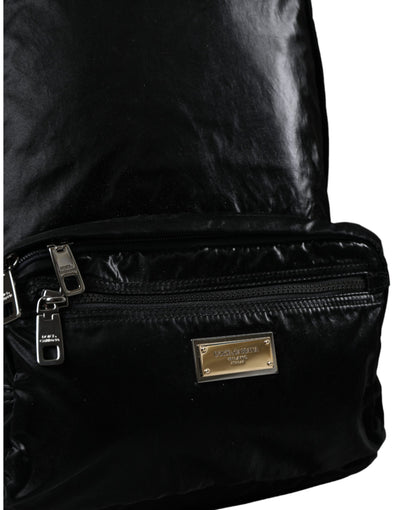 Sac à dos Dolce &amp; Gabbana en cuir verni noir avec plaque logo
